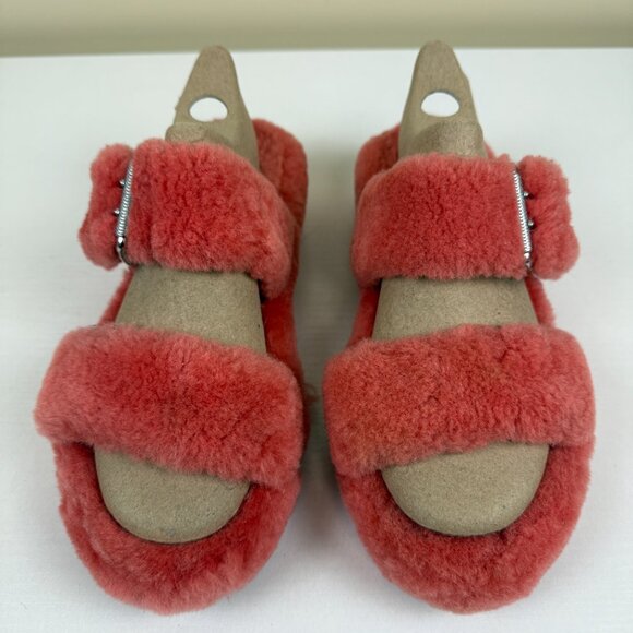 EUC UGG Women's Fuzz Yeah Blush Pink Sheepskin Slipper Slides - Picture 2 of 13